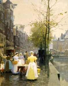 An October Morning in Amsterdam, c1895. Artist: Hans Hermann An October Morning in Amsterdam, c1895. Artist: Hans Hermann
