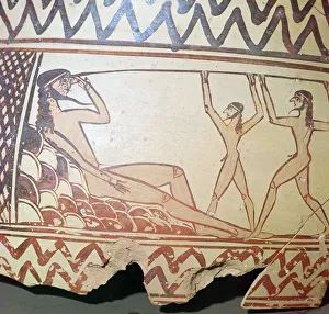 Cyclops Gallery: Odysseus and his companions put out the eye of Polyphemus, 7th century BC