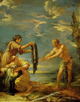 Rosa Salvator Prints: Odysseus and Nausicaa, c1655. Creator: Salvator Rosa
