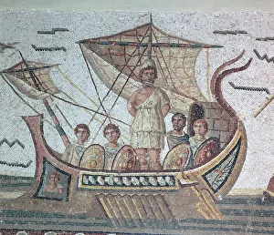Mosaic Prints: Odysseus passing the Sirens rock, 3rd century