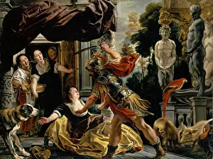 Greece Europe Prints: Odysseus threatens Circe, 1635. Creator: Jacob Jordaens I
