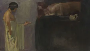 Ritter Von 1863 1928 Prints: Oedipus solved the riddle of the Sphinx, 1891