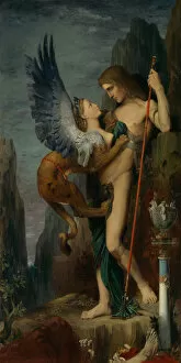Ravine Collection: Oedipus and the Sphinx, 1864. Creator: Gustave Moreau