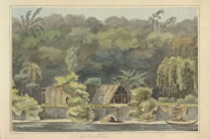 Surinam Prints: Oeman Kondre on the Marowijne river, 1850. Creator: Jacob van Geffen