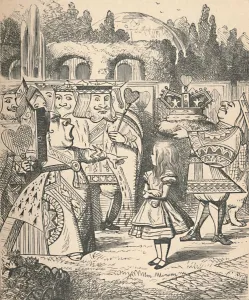 Nonsense Prints: Off with her head! Alice and the Red Queen, 1889. Artist: John Tenniel