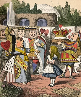 Fictional Character Gallery: Off with her head! Alice and the Red Queen, 1889. Artist: John Tenniel