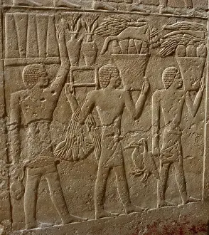 Offering bearers relief, Mastaba of Kagemni, Saqqara, Egypt, Old Kingdom, 2350 BC (2003). Creator: Unknown