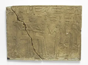 Hieroglyph Prints: Offering Stela Fragment, 3rd Dynasty, circa 2687-2649 BCE. Creator: Unknown