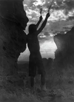 Tewa Prints: Offering to the sun-San Ildefonso, c1927. Creator: Edward Sheriff Curtis