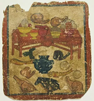Folk Art Gallery: Offerings of Food, from a Set of Initiation Cards (Tsakali), 14th / 15th century
