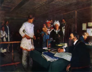 Bureaucracy Prints: At the Office, late 19th-early 20th century, (1965). Creator: Vladimir Makovsky
