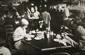 Break Prints: Office workers lunching in a restaurant, New York, USA, early 1930s