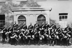 The officers of the 1st Royal Dragoons, Island Bridge Barracks, Dublin, Ireland, 1896. Artist: J Robinson & Son