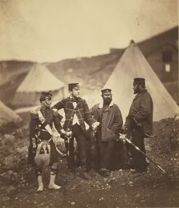Crimea Ukraine Prints: Officers of the 42nd Highlanders, 1855. Creator: Roger Fenton