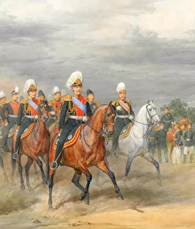 Grenadier Guard Gallery: Officers of the Cavalry Mounted Regiment. Artist: Piratsky, Karl Karlovich (1813-1889)
