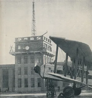 Our Wonderful World Prints: Where Officers of a Great Aerodrome Keep Contact with the Flying Pilots, c1935