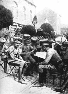 Officers in the Hussars, Chaussee de Louvain, Brussels, First World War, 1914