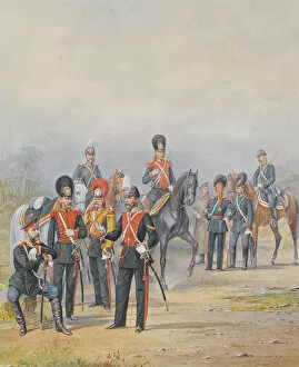 Officers and Soldiers of the Life-Guards Dragoon Regiment, 1873. Artist: Balashov, Pyotr Ivanovich (?-1888)