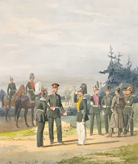 Grenadier Prints: Officers from Uhlan Regiment, 1887. Artist: Balashov, Pyotr Ivanovich (?-1888)