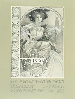 A Mucha Museum Gallery: Official Banquet of the Paris International Exhibition 1900. Design for the menu