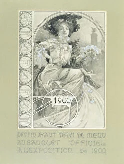 Cuisine Gallery: Official Banquet of the Paris International Exhibition 1900. Design for the menu