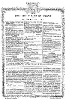 List Prints: Official List of Killed and Wounded at the Battle of the Alma, 1854. Creator: Unknown