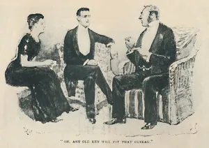 Private Investigator Prints: Oh, Any Old Key Will Fit That Bureau, 1892. Artist: Sidney E Paget