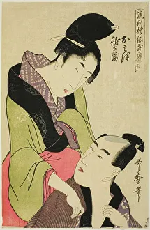 Ohatsu and Tokubei, from the series Fashionable Patterns in Utamaro Style (Ryuko...c1798/99. Creator: Kitagawa Utamaro. Ohatsu and Tokubei, from the series Fashionable Patterns in Utamaro Style (Ryuko...c1798/99. Creator: Kitagawa Utamaro)