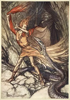 Ohe! Ohe! Horrible dragon, O swallow me not! Spare the life of poor Loge!, 1910