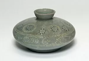 Inlaid Collection: Oil Bottle with Chrysanthemum Flower Heads, Korea, Goryeo dynasty (918-1392)