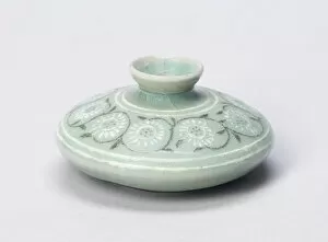 White Background Gallery: Oil bottle with Chrysanthemums, South Asia, Goryeo dynasty (918-1392), 13th century