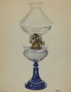 Glasswork Prints: Oil Lamp, c. 1936. Creator: Ralph Atkinson