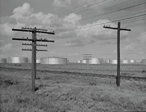Telegraph Poles Prints: Oil tanks near Midland, western Texas, 1937. Creator: Dorothea Lange