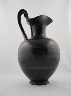 Glazed Pottery Gallery: Oinochoe (Pitcher), 550-500 BCE. Creator: Unknown