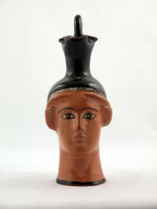 Oinochoe Prints: Oinochoe (Pitcher) in the Shape of a Female Head, about 450 BCE. Creator: Canessa Class