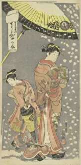 Buncho Ippitsusai Gallery: The Oiran Chozan of Chojiya, from the series Love Letters, ca. 1769. Creator: Ippitsusai Buncho
