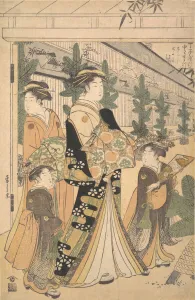 Hosoda Prints: Two Oiran with Two Female Attendants in the Yoshiwara. Creator: Hosoda Eishi