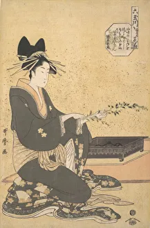 Ikebana Prints: The Oiran Hanaogi of Ogiya, from the series Six Jewel Rivers(Mutamagawa)