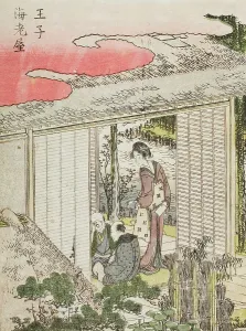 Saki No Prints: Oji Ebiya, c1802. Creator: Hokusai