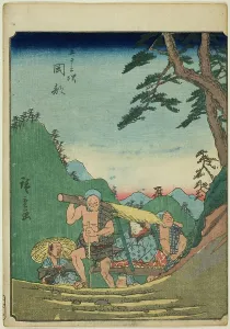 Uphill Prints: Okabe, from the series Fifty-three Stations [of the Tokaido] (Gojusan tsugi)