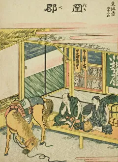 Woodcutcolour Woodblock Print Gallery: Okabe, from the series 'Fifty-three Stations of the Tokaido (Tokaido gojusan tsugi)