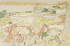 Saki No Prints: Okaru and Kampei outside Kamakura Castle