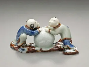 Hirado Ware Prints: Okimono in the Form of Two Chinese Boys with a Snowball, 19th century. Creator: Unknown