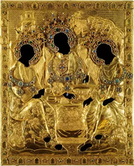 Ancient Russian Art Gallery: Oklad Cover for the Holy Trinity icon by Andrei Rublev, 1600-1625. Artist: Ancient Russian Art