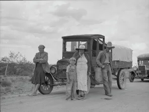 Climate Prints: Oklahoma drought refugees stalled on highway near Lordsburg