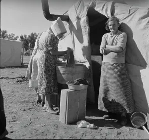 Washtub Prints: Oklahomans, drought refugees in a southern California squatter's camp
