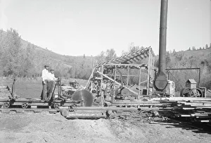 Mechanisation Prints: Ola self-help sawmill under construction, Idaho, 1939. Creator: Dorothea Lange