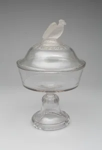 Frosted Glass Prints: Old Abe / Frosted Eagle pattern compote, 1880 / 90. Creator: Crystal Glass Company