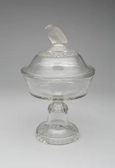 Old Abe / Frosted Eagle pattern covered compote on pedestal, 1880 / 90