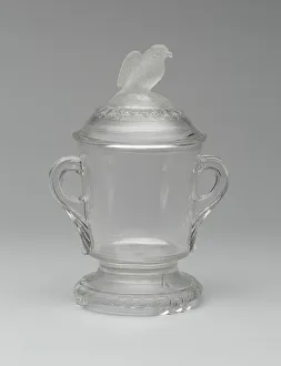 Frosted Glass Prints: Old Abe / Frosted Eagle pattern covered sugar bowl